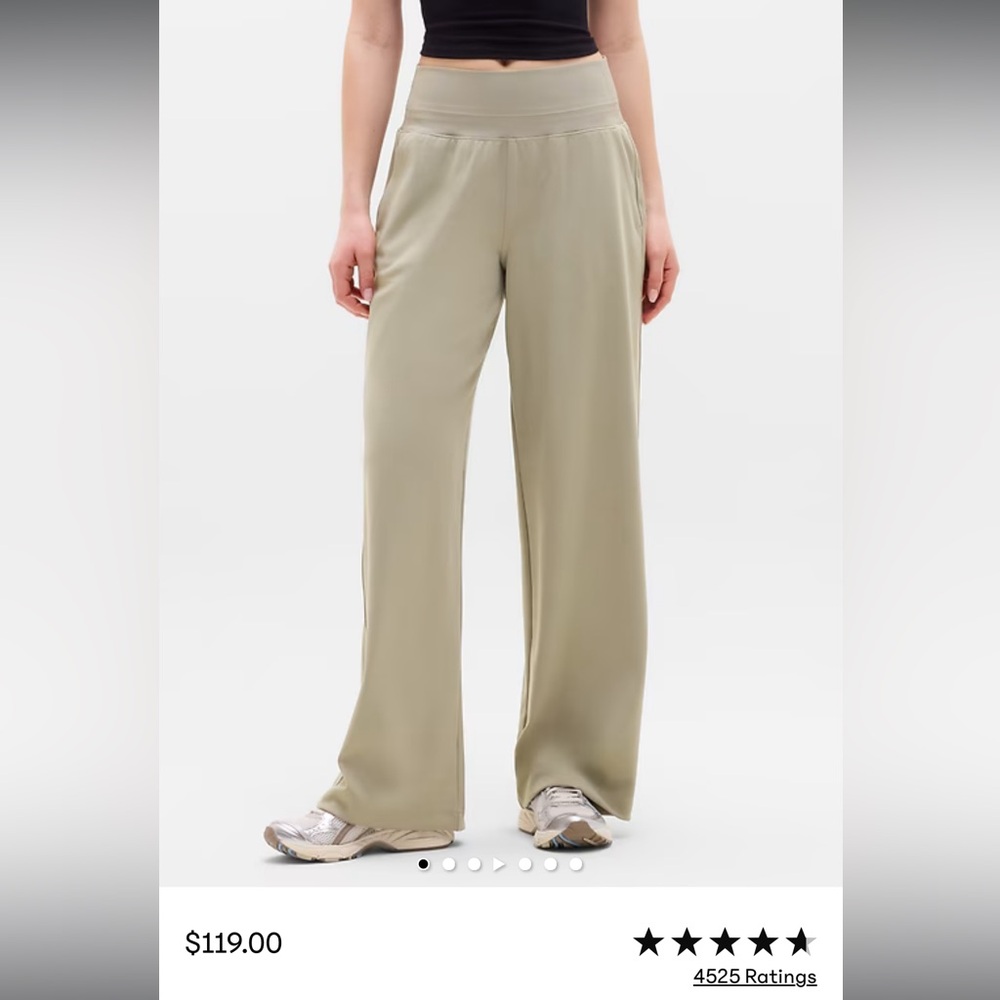Athleta Venice Wide Leg Lounge Pants Small Petite Taupe Neutral Flare Abalone - Picture 5 of 10